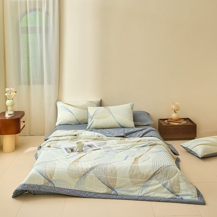 91家纺网 家纺一手货源 找家纺 宝士康家纺 2025新款10A抗菌全棉夏被四件套（床笠款） 名爵黄