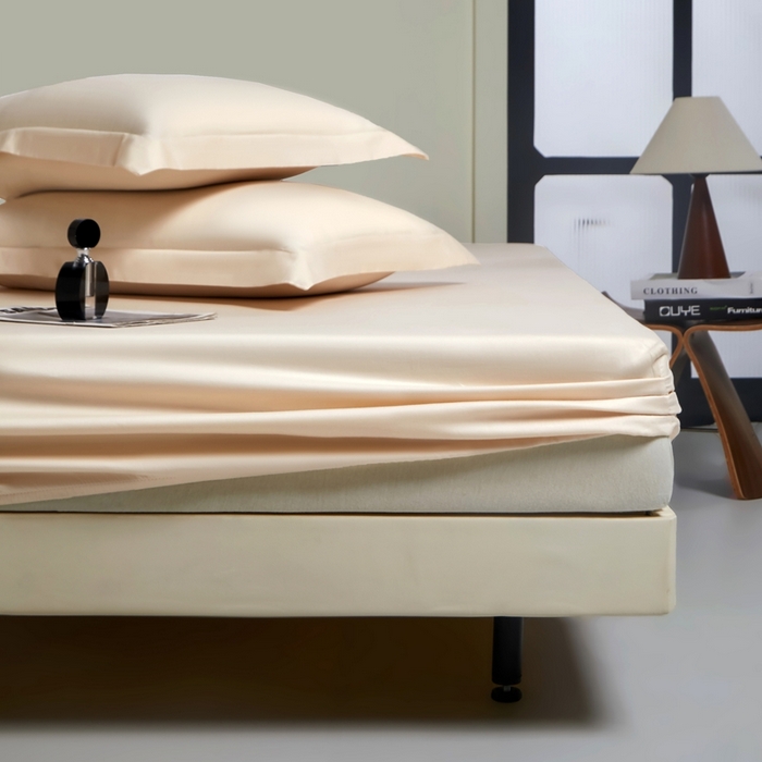 91家纺网 家纺一手货源 找家纺 秀色家纺 2024新品 A类100支双股长绒棉单品床笠 梦易-奶昔白