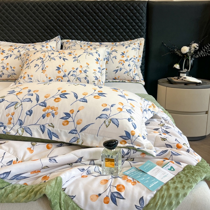 91家纺网 家纺一手货源 找家纺 宝士康家纺 2025新款10A抗菌双层纱豆豆绒夏被 金桔