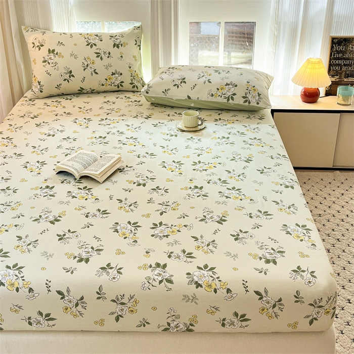 91家纺网 家纺一手货源 找家纺 宝士康家纺 2025新款10A抗菌全棉印花床笠 花香雪