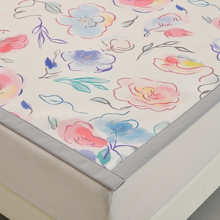 91家纺网 家纺一手货源 找家纺 简一 2025新款A类碳光印花数码冰丝凉席系列-床单款 玫瑰乐园