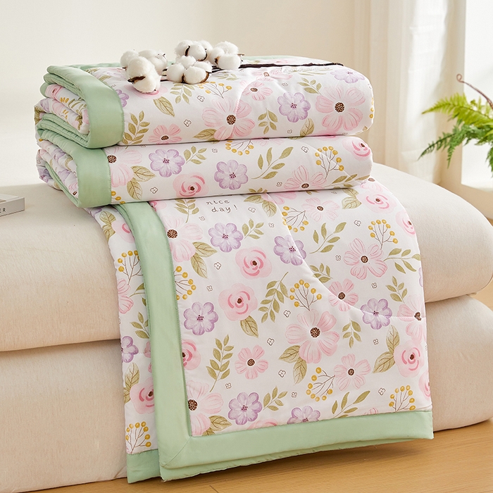 91家纺网 家纺一手货源 找家纺 海洋家纺 2025款水洗棉纯棉花夏凉被全棉花印花夏被空调被薄被子 浪漫约定