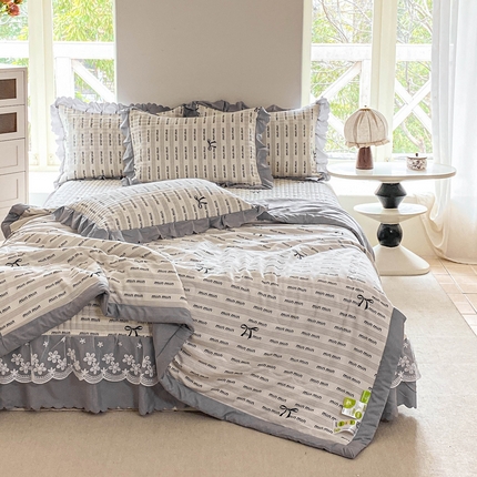 91家纺网 家纺一手货源 找家纺 （总）2025新款直播热款A类针织棉双层纱床盖款夏被四件套