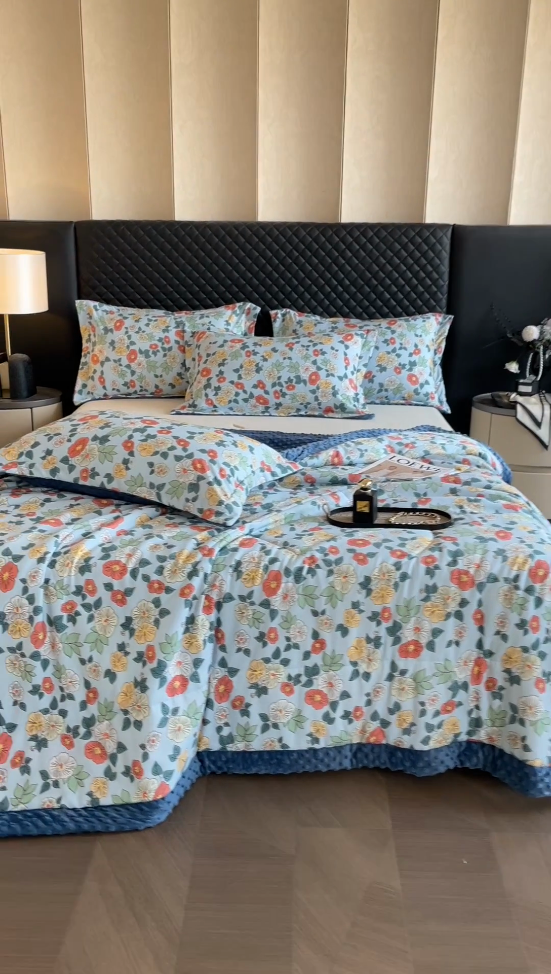 91家纺网 家纺一手货源 找家纺 宝士康家纺 2025新款10A抗菌双层纱豆豆绒夏被 青阳蓝