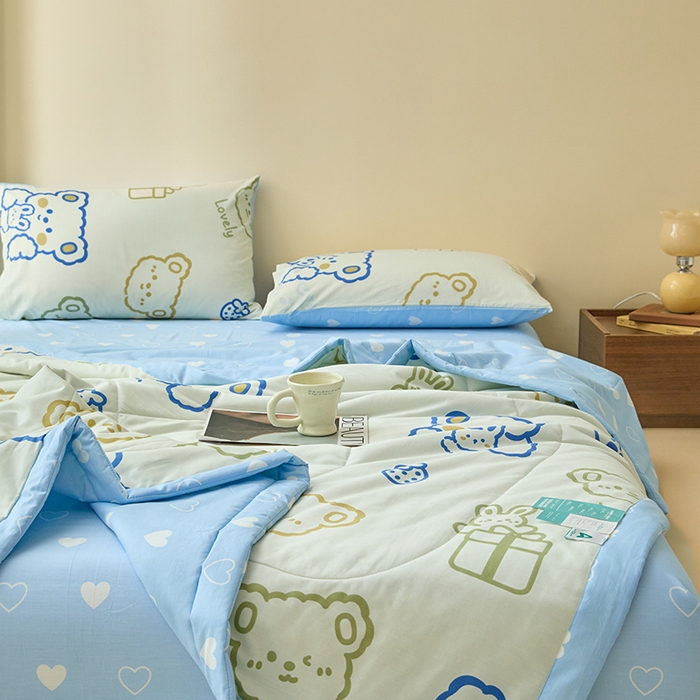 91家纺网 家纺一手货源 找家纺 宝士康家纺 2025新款10A抗菌全棉夏被四件套（床笠款） 奶油布丁