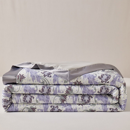 91家纺网 家纺一手货源 找家纺 库里梦家纺 2025新款锦氨凉感法式印花拼角空调夏被夏凉被空调被 漫语佳人