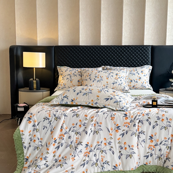 91家纺网 家纺一手货源 找家纺 宝士康家纺 2025新款10A抗菌双层纱豆豆绒夏被 金桔