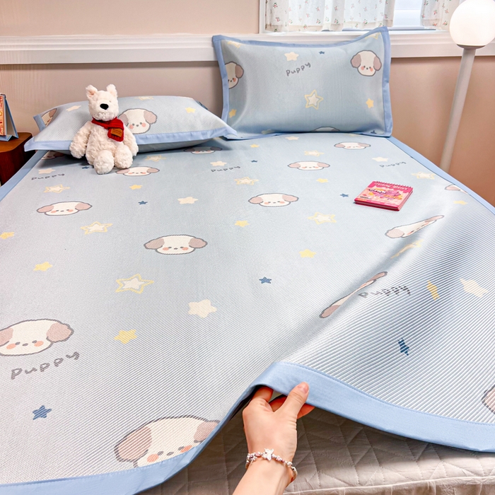 91家纺网 家纺一手货源 找家纺 慕尚家纺 2025新款数码印花床席床笠款冰藤席 床席款-酷奇