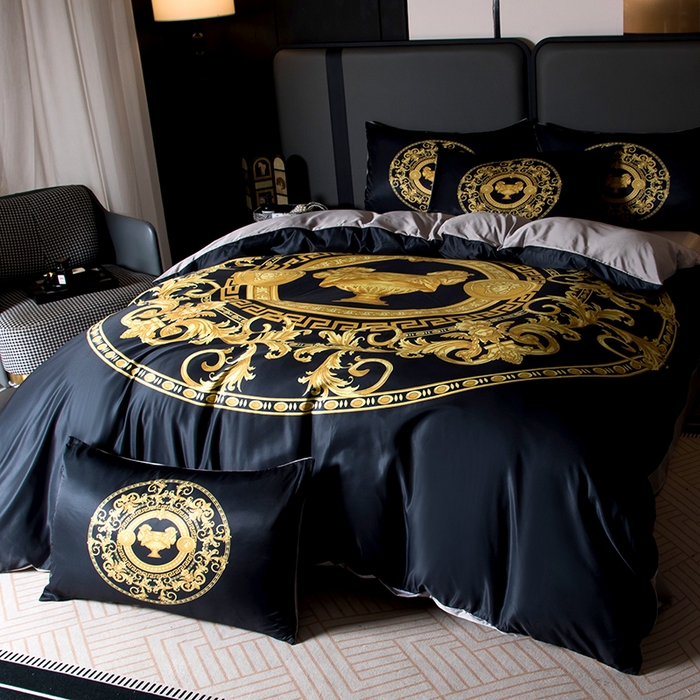 91家纺网 家纺一手货源 找家纺 爵仕家纺 2025新款轻奢潮牌水洗真丝四件套 圣杯