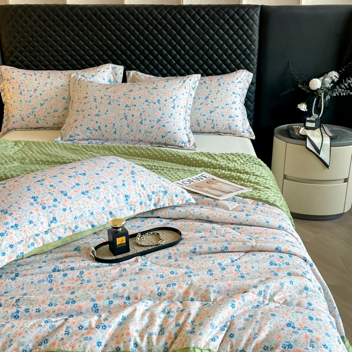 91家纺网 家纺一手货源 找家纺 宝士康家纺 2025新款10A抗菌双层纱豆豆绒夏被 朝花夕拾