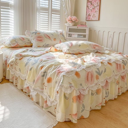 91家纺网 家纺一手货源 找家纺 网红馆（ck家纺） 2025新款天丝印花夹棉床盖夏被四件套 甜心芭乐
