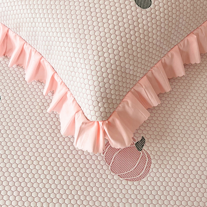 91家纺网 家纺一手货源 找家纺 2025新款A类冰豆豆提花凉席床盖 床盖款- 南瓜-玉色