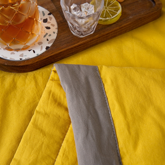 91家纺网 家纺一手货源 找家纺  天瑜 2024全棉夏被棉花芯纯色水洗棉夏凉被可水洗空调被 明亮黄