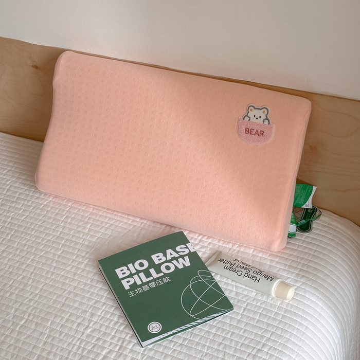 91家纺网 家纺一手货源 找家纺 伟邦枕芯 2025新款淘气熊生物机儿童枕头枕芯 粉色高枕25*45cm一只