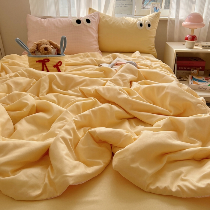 91家纺网 家纺一手货源 找家纺 慕尚家纺 2025新款大眼萌仔夏被 大眼萌 黄粉格