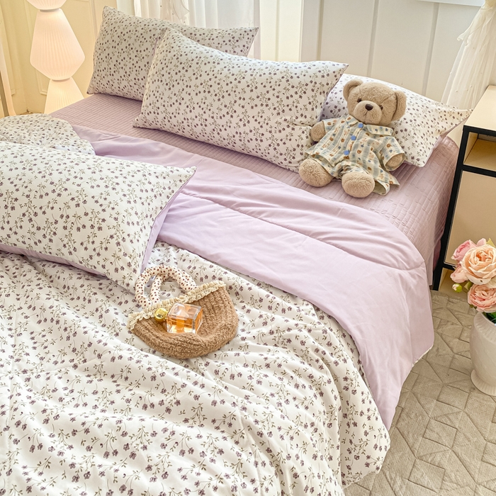 91家纺网 家纺一手货源 找家纺 2025新款针织双层纱夏被床盖四件套单夏被单床盖单品 紫罗兰