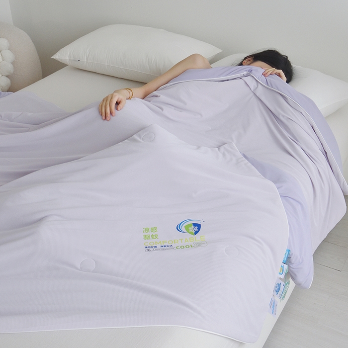 91家纺网 家纺一手货源 找家纺 梦恬佳 2025新款凉感驱蚊夏凉被 丁香紫