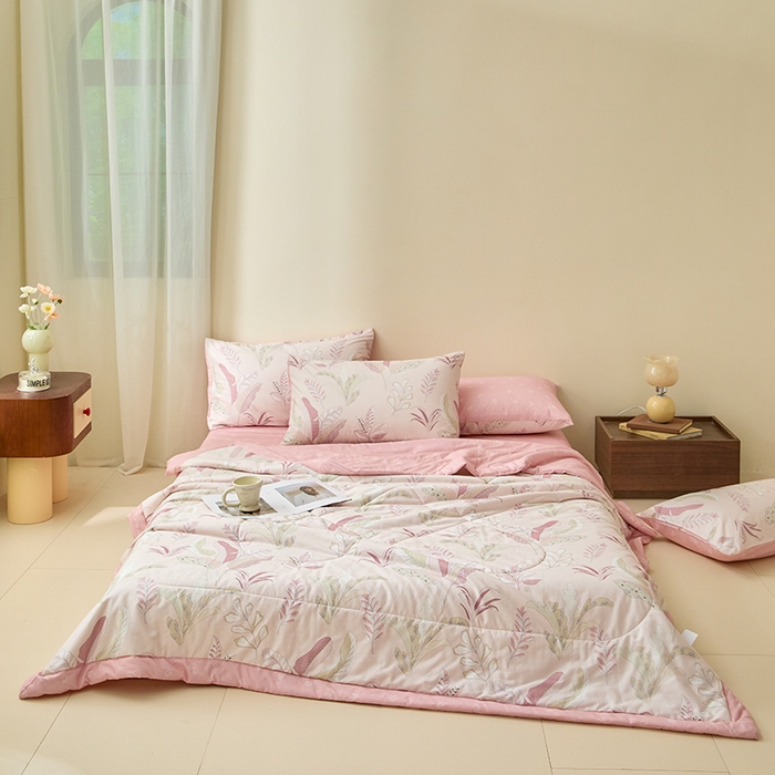 91家纺网 家纺一手货源 找家纺 宝士康家纺 2025新款10A抗菌全棉夏被 被子被芯 多巴胺粉