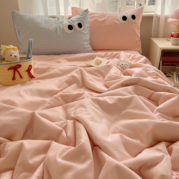 91家纺网 家纺一手货源 找家纺 慕尚家纺 2025新款大眼萌仔夏被 大眼萌 粉蓝格