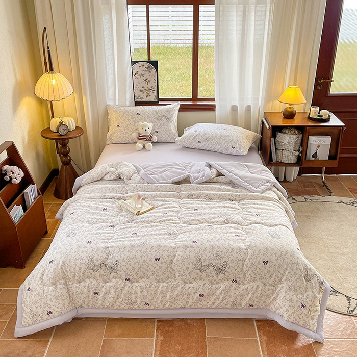 91家纺网 家纺一手货源 找家纺 （总）易博 2025新款100% 棉花小清新双层纱新疆棉夏被夏凉被空调被棉花被（带买家秀）