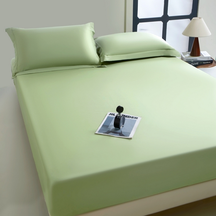 91家纺网 家纺一手货源 找家纺 秀色家纺 2024新品 A类100支双股长绒棉单品床笠 梦易-艾绿