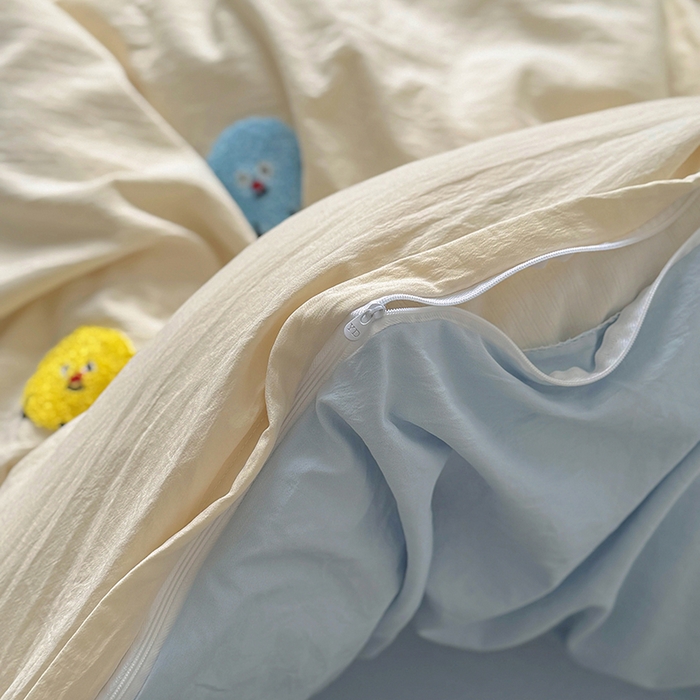 91家纺网 家纺一手货源 找家纺 耀达家居 2025新款A类水洗棉毛巾绣四件套 奇趣豆-燕麦