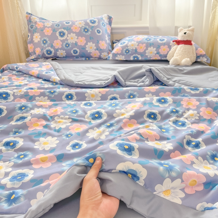 91家纺网 家纺一手货源 找家纺 宝士康家纺 2025新款水洗棉超声波压花夏被 被子被芯 安娜花园