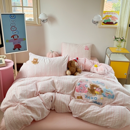 柚子 2025春夏新款全棉纯棉提花毛巾绣四件套 章鱼丸子