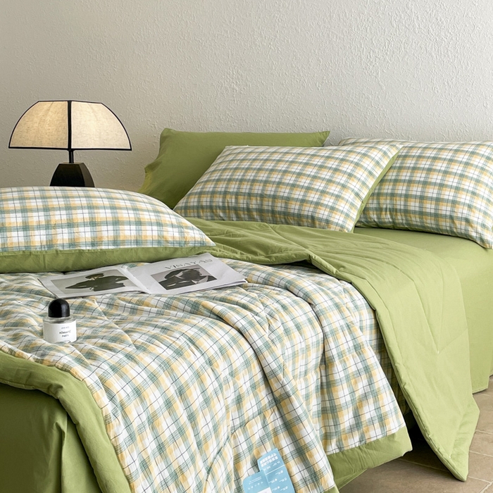 91家纺网 家纺一手货源 找家纺 宝士康家纺 2025新款10A抗菌无印风夏被 被子被芯 芒格绿