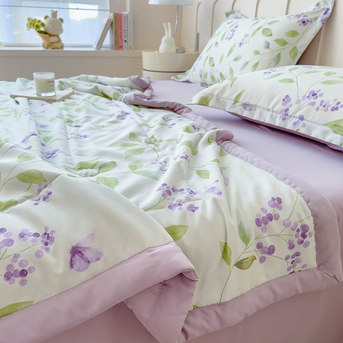 91家纺网 家纺一手货源 找家纺 宝士康家纺 2025新款10A抗菌针织夏被 紫玲