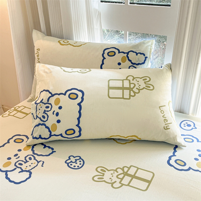 91家纺网 家纺一手货源 找家纺 宝士康家纺 2025新款10A抗菌全棉印花床笠 奶油布丁