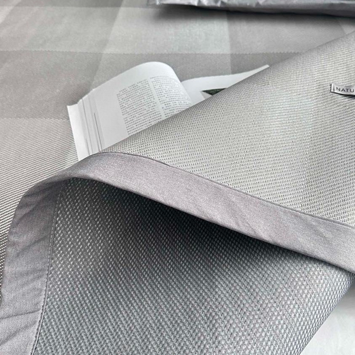 91家纺网 家纺一手货源 找家纺 美丽坊 2025新款轻奢三明治冰藤抗菌凉席三件套 绅士灰