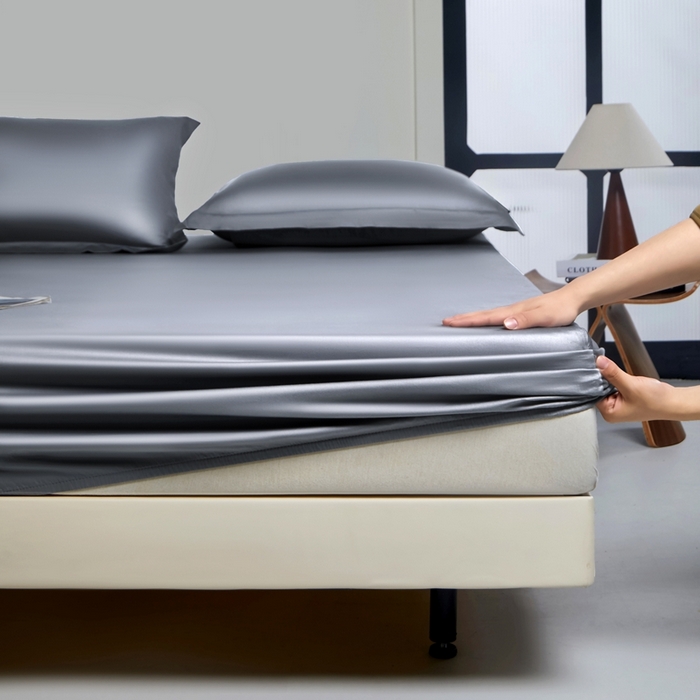 91家纺网 家纺一手货源 找家纺 秀色家纺 2024新品 A类100支双股长绒棉单品床笠 梦易-典雅灰