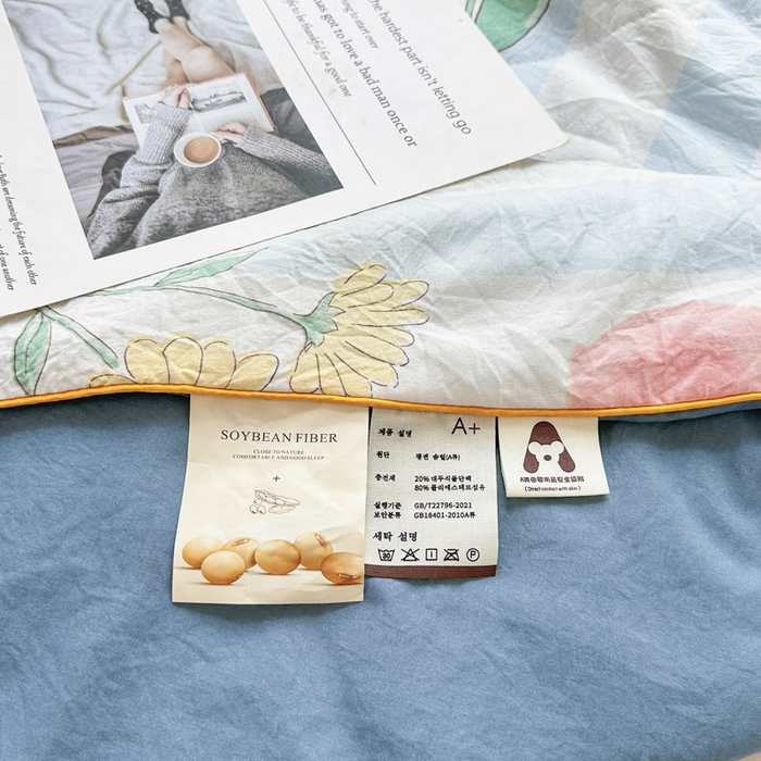 91家纺网 家纺一手货源 找家纺 富艺隆 2025新款A类水洗棉双层纱夏被水洗棉麻空调被直播爆款大豆夏被 莫里森林