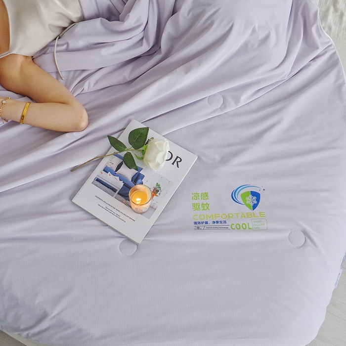 91家纺网 家纺一手货源 找家纺 梦恬佳 2025新款凉感驱蚊夏凉被 丁香紫