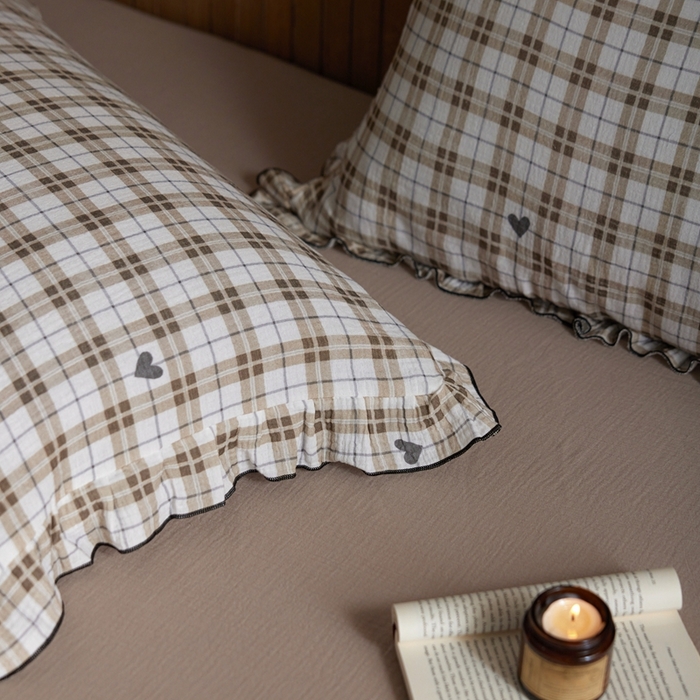 91家纺网 家纺一手货源 找家纺 安莱生活 2025新款全棉精梳棉双层纱绉纱数码印花夏凉被 海派甜心-卡其  夏被