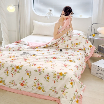 曲之慕新款13372里外全棉夏被 草田