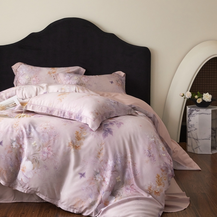 91家纺网 家纺一手货源 找家纺 金奇达家纺 2025新款竹玉清丝四件套-雅韵【标准号全网控价（折后券后）不低于元228元】 蝴蝶仙子-粉