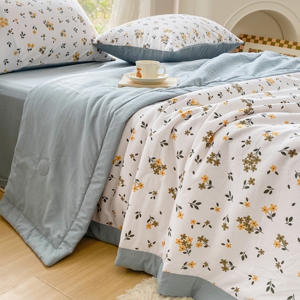 爱彼家纺 2025新款小碎花水洗棉法式夏被四件套 糯糯棉法式夏被-花海