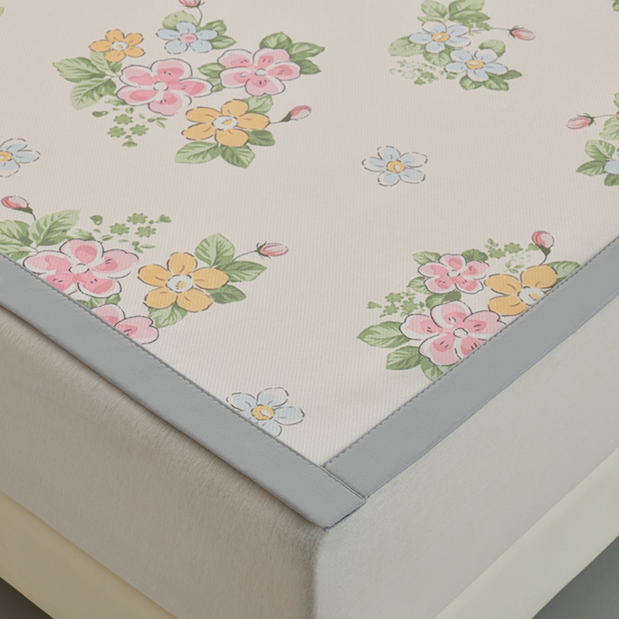 91家纺网 家纺一手货源 找家纺 简一 2025新款A类碳光印花数码冰丝凉席系列-床单款 满园春色