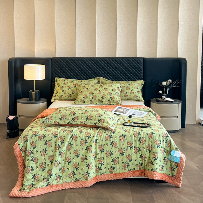 91家纺网 家纺一手货源 找家纺 宝士康家纺 2025新款10A抗菌双层纱豆豆绒夏被 花漫