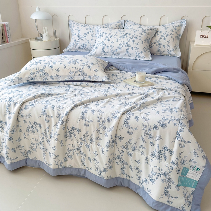 91家纺网 家纺一手货源 找家纺 宝士康家纺 2025新款10A抗菌针织夏被四件套 青瓷