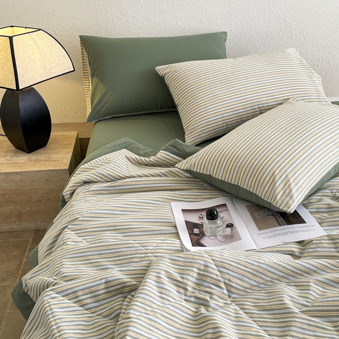 91家纺网 家纺一手货源 找家纺 宝士康家纺 2025新款10A抗菌无印风夏被 被子被芯 小绿条