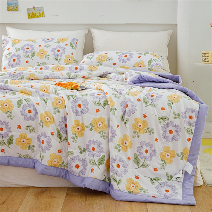 91家纺网 家纺一手货源 找家纺 海洋家纺 2025款水洗棉纯棉花夏凉被全棉花印花夏被空调被薄被子 紫丁香