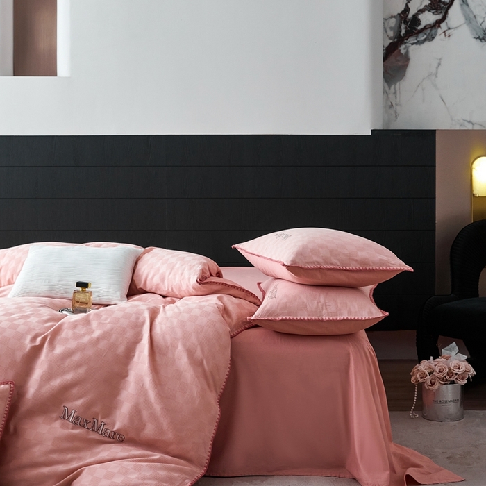 91家纺网 家纺一手货源 找家纺 苹果星家纺 2025新款全棉华夫格四件套 豆沙