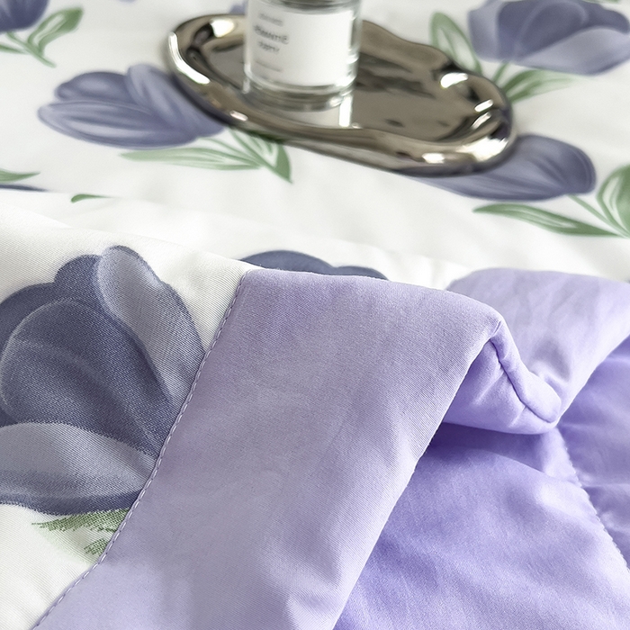 91家纺网 家纺一手货源 找家纺 宝士康家纺 2025新款10A抗菌双层纱印花夏被 郁金紫