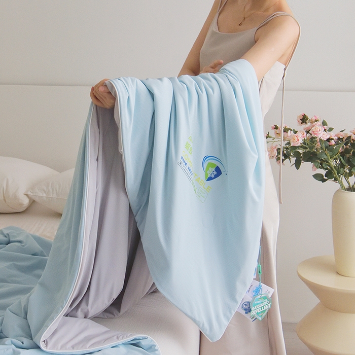 91家纺网 家纺一手货源 找家纺 梦恬佳 2025新款凉感驱蚊夏凉被 香草蓝