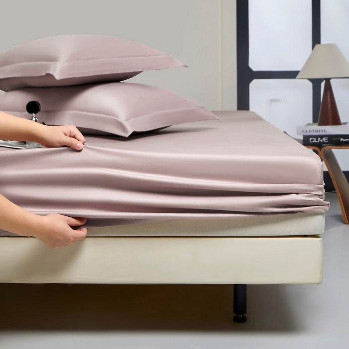 91家纺网 家纺一手货源 找家纺 秀色家纺 2024新品 A类100支双股长绒棉单品床笠 梦易-粉末白