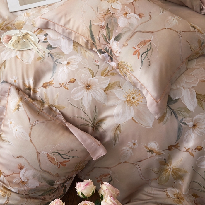 91家纺网 家纺一手货源 找家纺 金奇达家纺 2025新款竹玉清丝四件套-雅韵【标准号全网控价（折后券后）不低于元228元】 月下听风-卡其