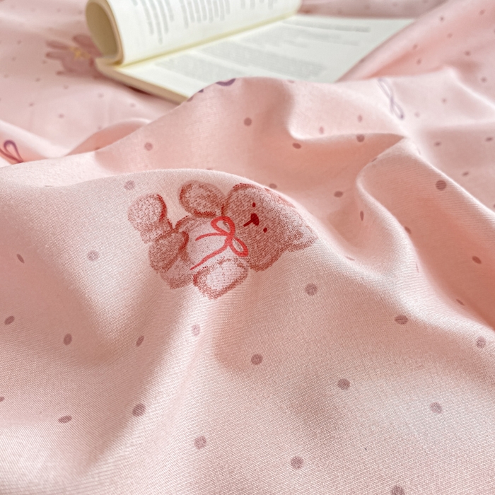 91家纺网 家纺一手货源 找家纺 2025新款针织双层纱夏被床盖四件套单夏被单床盖单品 萌萌熊